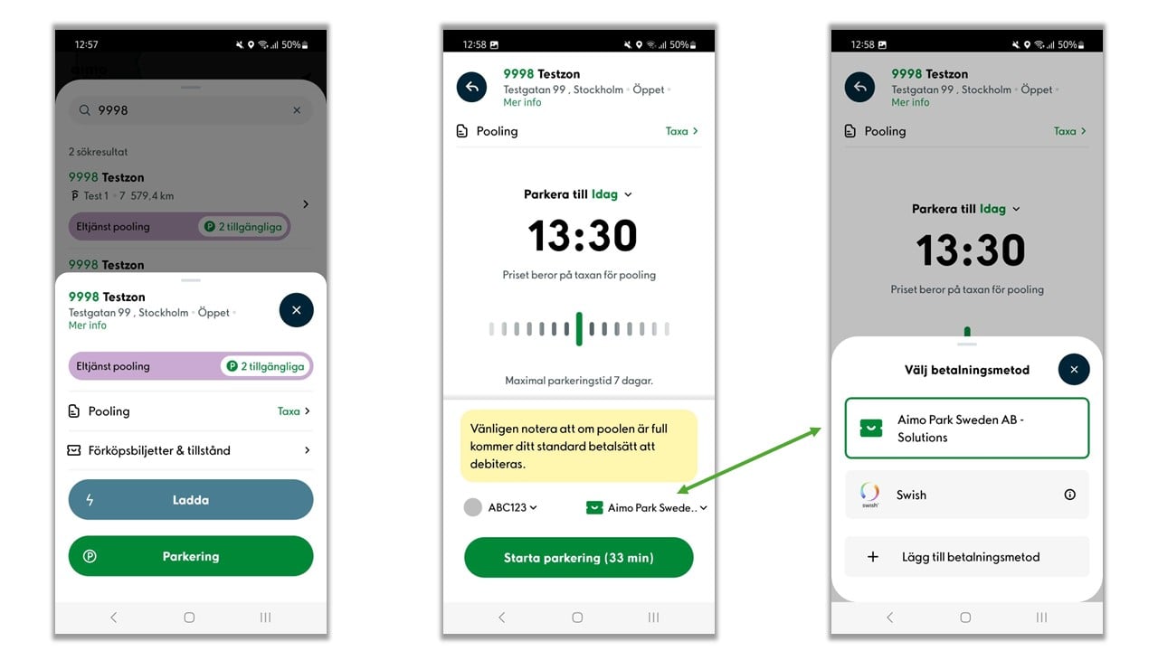 Gående kvinna med mobil i city